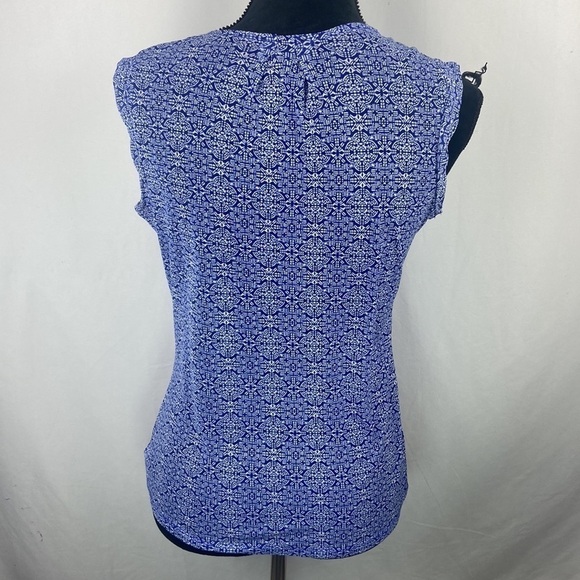 The Limited Blue Printed Sheer Blouse - Picture 4 of 7